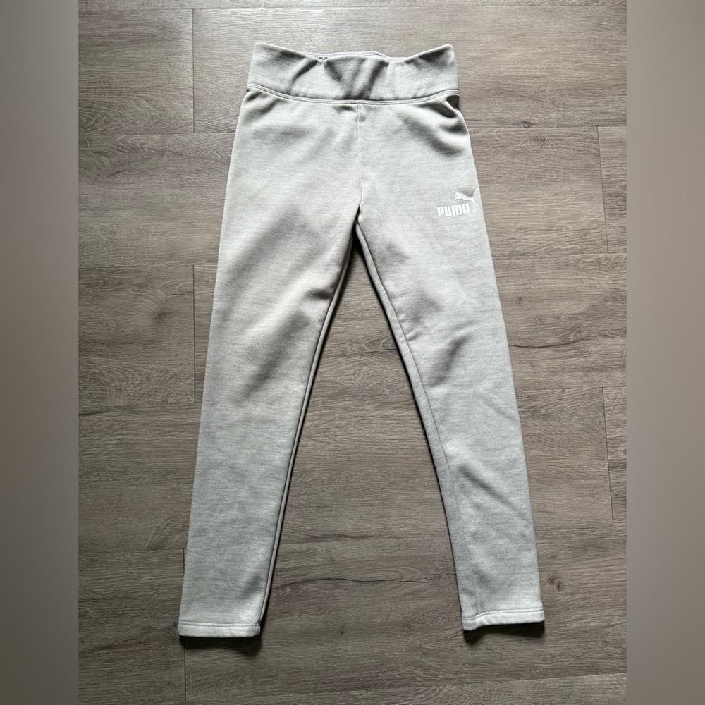 Puma Kids Gray Leggings with Tapered Fit and Elastic Waistband